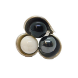 Sterling Silver White & Black Agate With Haematite Ring Vintage 2008 Size M 1/2