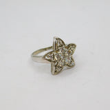 Sterling Silver Multi-Stone CZ Flower Form Dress Ring Modern c2000 Size Q 1/2