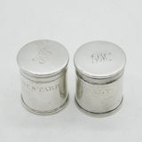Victorian Pair of Sterling Silver Travelling Salt & Mustard Pot Antique London