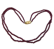 19th Century 9ct Gold & Almandine Garnet Two-Strand Necklace Antique c1880s