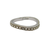 Sterling Silver Single Diamond Set Curve Front Band Ring Modern c2000 Size N