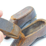 George III Pair of Leather & Wooden Novelty Shoe Form Snuff Boxes Antique