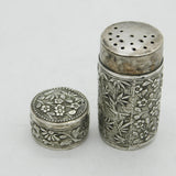 19th Century Chinese Sterling Silver Floral Pattern Pepper Shaker Antique c1880s