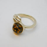 Sterling Silver Baltic Amber Studio Style Ring Vintage 2003 London Size R 1/2