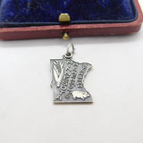 Sterling Silver Minnesota State USA Charm Pendant Vintage c1970