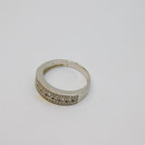 Sterling Silver Triple Row CZ Dress Band Ring Vintage c1970 Size O