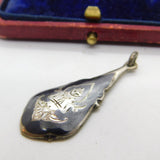 Sterling Silver and Niello Siam Thai Goddess Teardrop Charm Vintage c1970