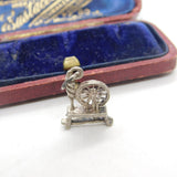 Sterling Silver Spinning Wheel Charm Pendant Vintage c1970