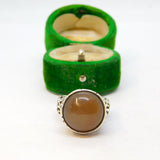 Sterling Silver Mookite Cabochon Textured Ring Vintage c1970 Size N 1/2