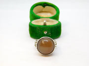 Sterling Silver Mookite Cabochon Textured Ring Vintage c1970 Size N 1/2