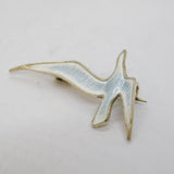 Opro Norwegian Sterling Silver White Enamel Seagull Brooch Vintage c1950s