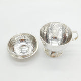 Edwardian Arts & Crafts Planished Sterling Silver Lidded Mug Antique London