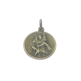 Sterling Silver St Christopher Relief Round Travel Charm Pendant Vintage c1970s