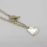 Sterling Silver Pink Crystal Set Heart Charm T-Bar Bracelet Contemporary c2000