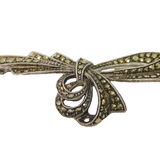 Sterling Silver Art Deco Marcasite Bow Form Brooch Pin Antique c1930's
