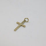 Sterling Silver Patterned Cross Charm Pendant Vintage c1970