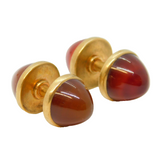 Victorian Pair of 9ct Gold & Sugar Loaf Carnelian Agate Cufflinks Antique c1860