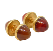 Victorian Pair of 9ct Gold & Sugar Loaf Carnelian Agate Cufflinks Antique c1860
