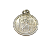 Sterling Silver Round St Christopher Travel Charm Pendant Vintage c1970