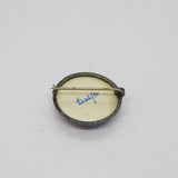 .835 Silver Delft Painted Porcelain Windmill Scene Brooch Pin Vintage c1950