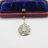Sterling Silver Knot and Milky Quartz Charm Pendant Vintage c1970