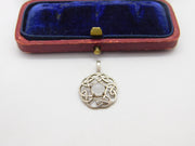 Sterling Silver Knot and Milky Quartz Charm Pendant Vintage c1970