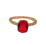 Rose-Gold On Sterling Silver Red & White Crystal Ring Vintage c2000 Size Q 1/2