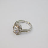 Sterling Silver Paste Set Art Deco Style Dress Ring Vintage c1970 Size M 1/2