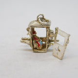 Sterling Silver & Enamel Opening Sedan Chair Charm Pendant Vintage c1970s