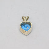 Sterling Silver Blue Topaz Heart Charm Pendant Contemporary c2000s