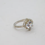 Sterling Silver Multi-Stone CZ  Cocktail Ring Contemporary c1990 Size P 1/2