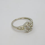 Sterling Silver CZ Flower Cluster Dress Band Ring Vintage c1990 Size Q 1/2
