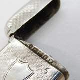 Victorian Sterling Silver Shield Cartocuhe Vesta Case Antique 1880 Birmingham