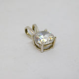 Sterling Silver Round Paste Solitaire Charm Pendant Vintage c1970