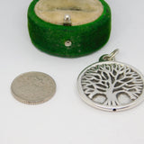 Sterling Silver Large Tree Of Life Disc Charm Pendant Vintage c1970