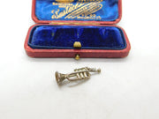 Sterling Silver Miniature Trumpet Charm Pendant Vintage c1970