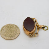 Edwardian 9ct Gold, Bloodstone & Carnelian Spinner Fob Pendant Antique c1910