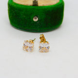 9ct Yellow Gold Paste Set Stud Earrings Vintage c1970