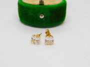 9ct Yellow Gold Paste Set Stud Earrings Vintage c1970
