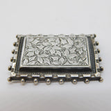 Victorian Aesthetic Movement Sterling Silver Floral Brooch Antique c1880s