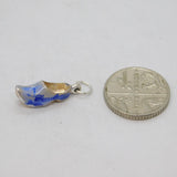 Sterling Silver Blue Windmill Design Dutch Clog Charm Pendant Vintage c1970s