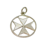 Sterling Silver Maltese Cross Charm Pendant Vintage c1970