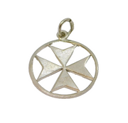 Sterling Silver Maltese Cross Charm Pendant Vintage c1970