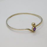 Sterling Silver Faceted Amethyst Hook Front Cuff Bangle Vintage 1993 Birmingham