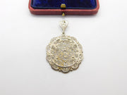 Sterling Silver Filigree Form Floral Drop Pendant Vintage c1970