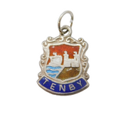 Sterling Silver Enamel Tenby Charm Pendant Vintage c1970s