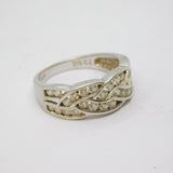 Sterling Silver Multi-Stone CZ Patterned Band Ring Vintage c1970 Size M