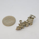 Sterling Silver Railway Train Charm Pendant Vintage c1970