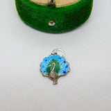 Sterling Silver Colourful Enamel Peacock Charm Pendant Vintage c1970