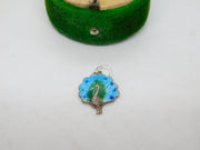 Sterling Silver Colourful Enamel Peacock Charm Pendant Vintage c1970
